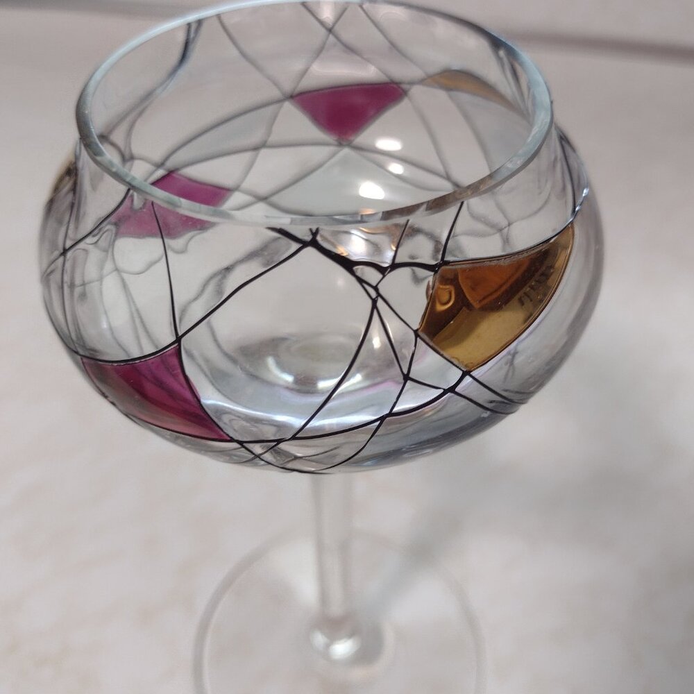 Vintage artisan stained glass look glass